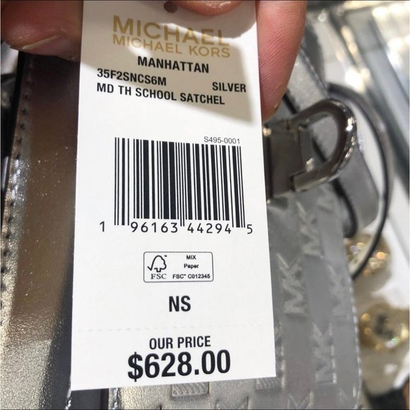 Michael Kors Manhattan Satchel Medium Leather Silver - Picture 8 of 8